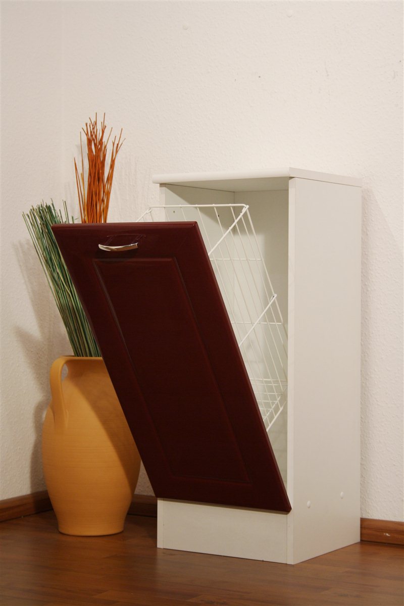 Badschrank Badezimmerschrank Schmutzwäscheschrank ; weiß / rot