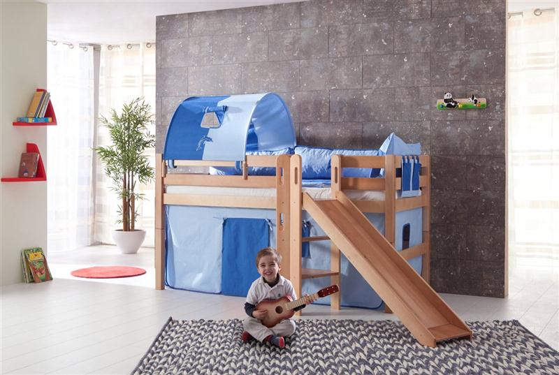 Camengo Tapete Little Friends : Hochbett Spielbett Buche massiv Natur mit Rutsche Schr?grutsche Stoff Camengo Tapete Little Friends : Hochbett Spielbett Buche massiv Natur mit Rutsche Schr?grutsche Stoff
