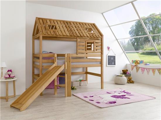 Hochbett Spielbett Spielhaus Toms Hütte Buche massiv mit ...