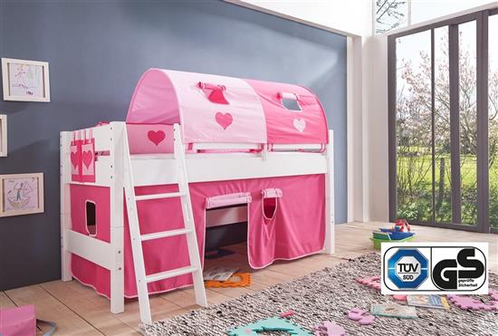 Hochbett Spielbett Buche Massiv Weiss Schrägleiter Teilbar