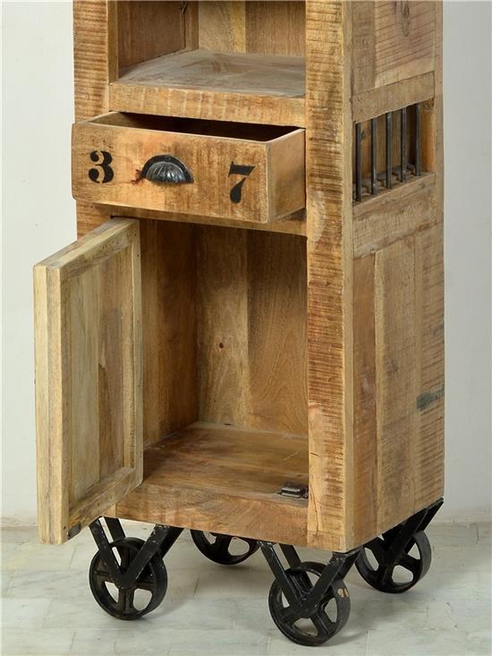 Hochschrank Badschrank im factory design Mango Holz massiv Shabby Chic